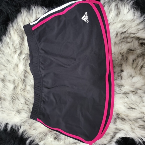 WOMEN'S ADIDAS SKORT W BUILT-IN SHORTS SIZE M BLACK WITH PINK/WHITE STRIPE - Picture 1 of 6